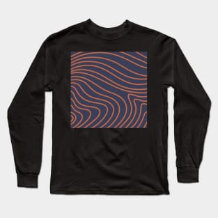 Orange curved stripes in retro style Long Sleeve T-Shirt